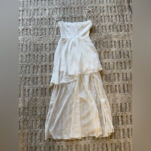 Elegant Off-White Sheer Layered Dress